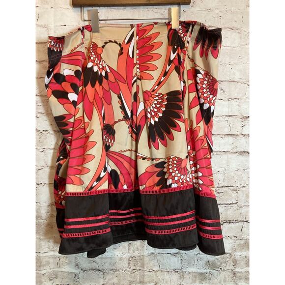 Worthington Skirt Womens 24W Satin Pink Floral Retro Zip Side Plus Size A Line - Picture 1 of 11